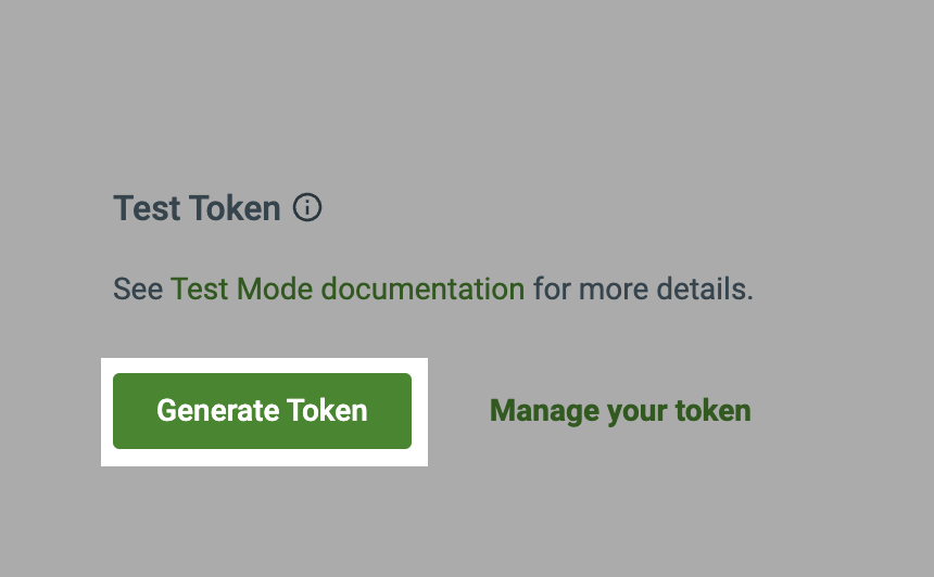 Screenshot of UI for generating Shippo API test token