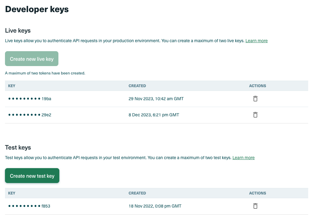 generate token UI